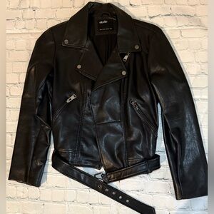 Elodie VEGAN Black Faux Leather Biker Motocycle Jacket Womens Medium - NEW